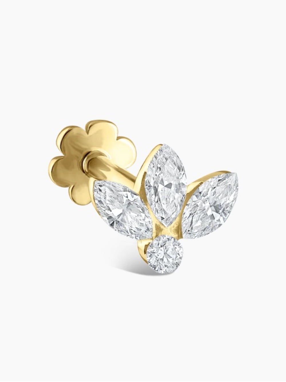 Maria Tash Gold Invisible Diamond Lotus Threaded Stud Earring